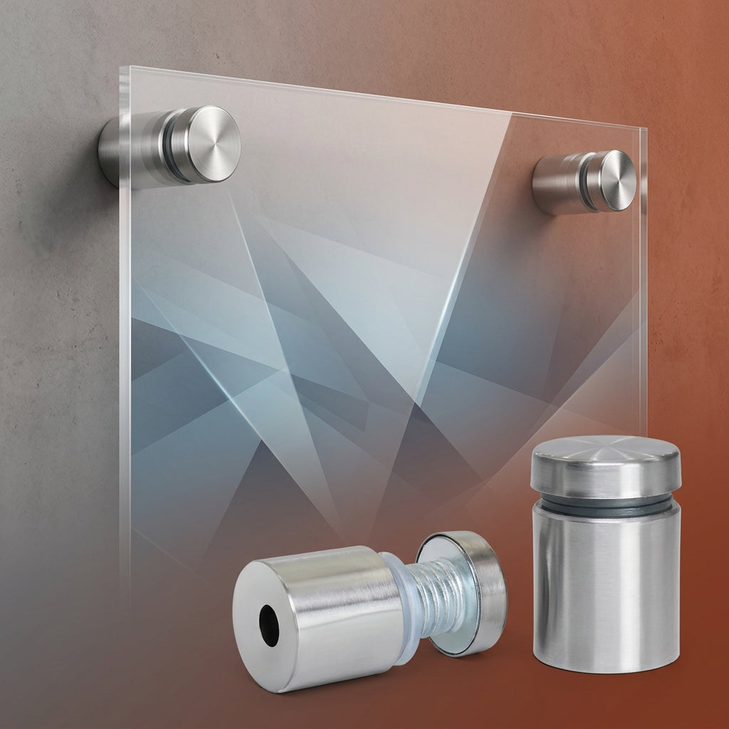 Tornillos decorativos de acero inoxidable negro, clavos dorados cepillados acrílicos. Ideales para fijación de vidrio, espejos y paneles publicitarios personalizados.